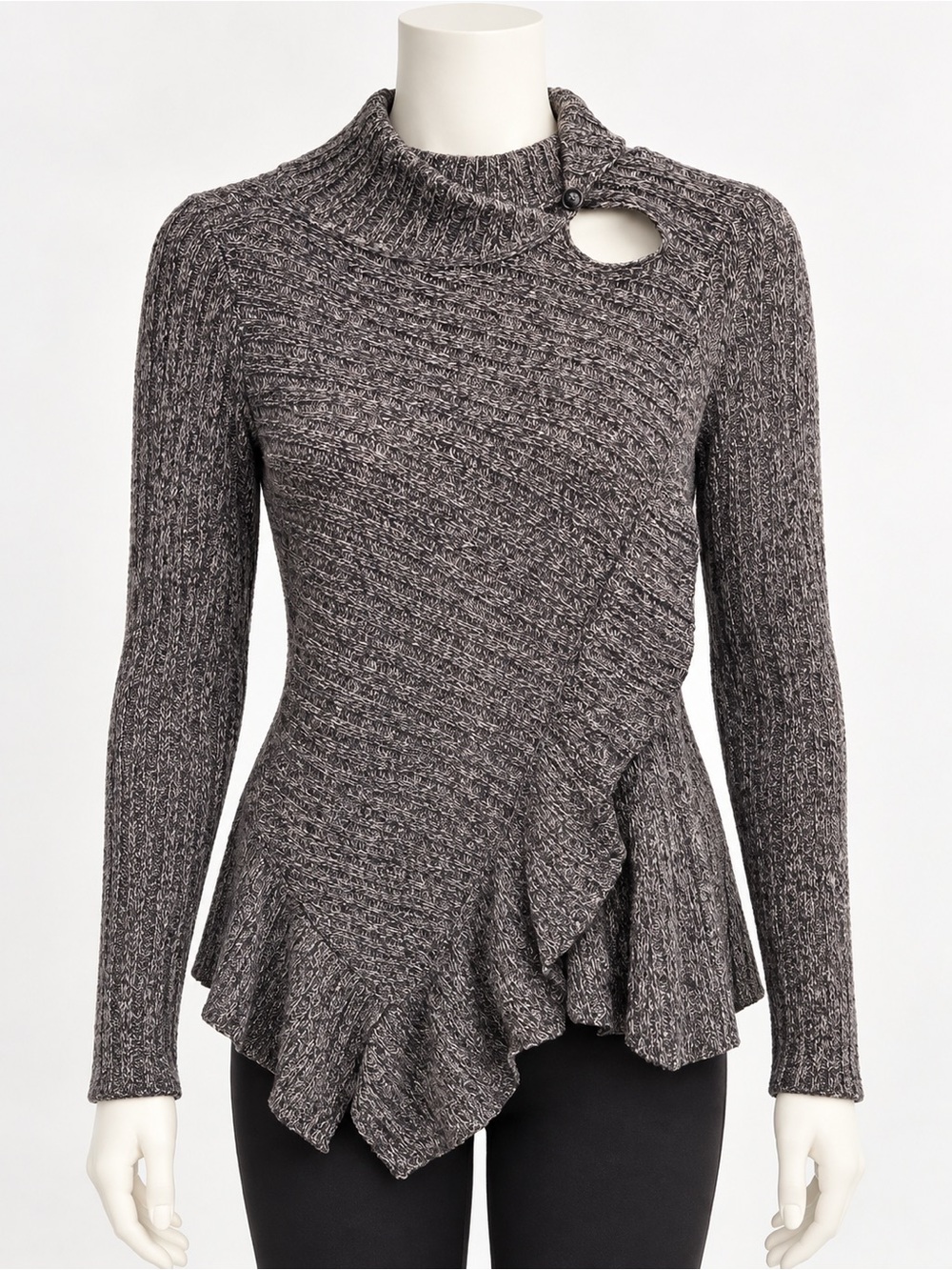 Anthropologie Knitted & Knotted Ruffle Knit Sweater Made w/ Merino Wool Size S